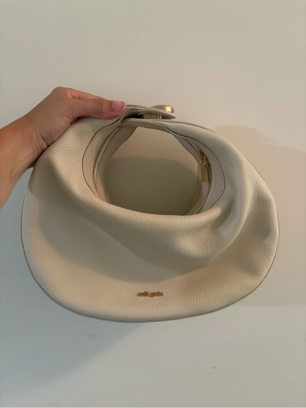 Authentic Cult Gaia Valisa Neutral Top Handle Crescent Handbag